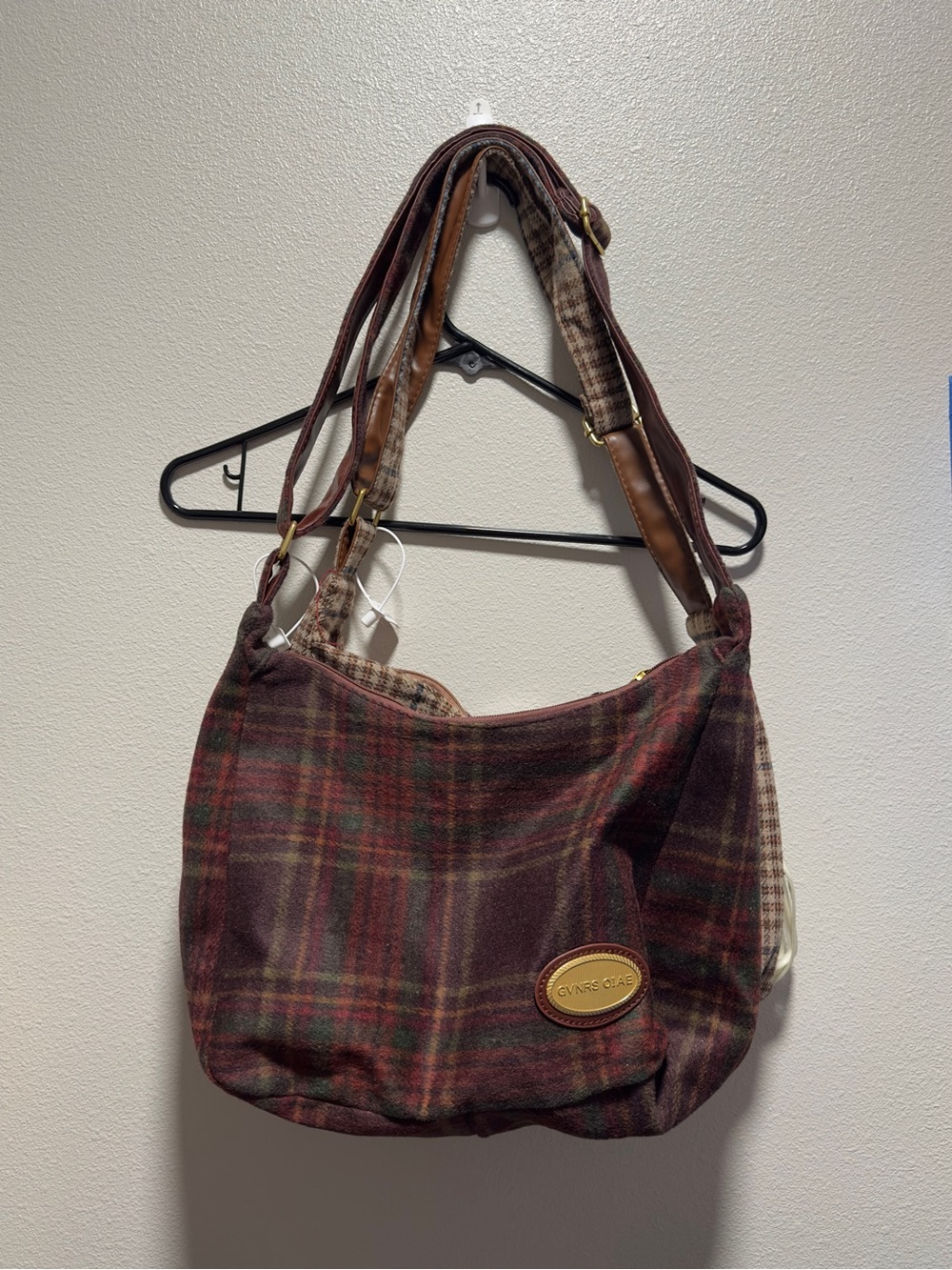Women's Plaid Crossbody Bag (Burgundy)